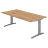 Höhenverstellbarer Schreibtisch XTRA XB 2E SS in Asteiche mit grauem Gestell von hjh OFFICE PRO