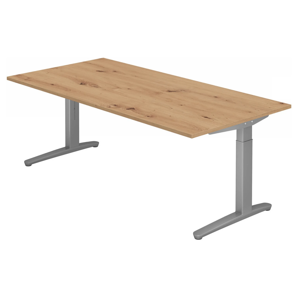 Höhenverstellbarer Schreibtisch XTRA XB 2E SS in Asteiche mit grauem Gestell von hjh OFFICE PRO