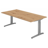 Höhenverstellbarer Schreibtisch XTRA XB 2E SS in Asteiche mit grauem Gestell von hjh OFFICE PRO