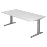 Höhenverstellbarer Schreibtisch XTRA XB 2E SS mit weißer Tischplatte und grauen Beinen von hjh OFFICE PRO