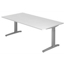 Höhenverstellbarer Schreibtisch XTRA XB 2E SS mit weißer Tischplatte und grauen Beinen von hjh OFFICE PRO