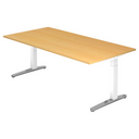 Höhenverstellbarer Schreibtisch XTRA XB 2E WC in Buche-Optik mit weißen Beinen von hjh OFFICE PRO