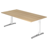 Höhenverstellbarer Schreibtisch XTRA XB 2E WC in Eiche-Optik mit weißen Beinen von hjh OFFICE PRO