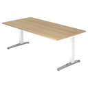 Höhenverstellbarer Schreibtisch XTRA XB 2E WC in Eiche-Optik mit weißen Beinen von hjh OFFICE PRO