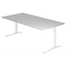 Höhenverstellbarer Schreibtisch XTRA XB 2E WW mit grauer Tischplatte und weißem Untergestell von hjh OFFICE PRO