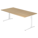Höhenverstellbarer Schreibtisch XTRA XB 2E WW mit Tischplatte in Asteiche und weißem Gestell von hjh OFFICE PRO