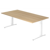 Höhenverstellbarer Schreibtisch XTRA XB 2E WW mit Tischplatte in Asteiche und weißem Gestell von hjh OFFICE PRO