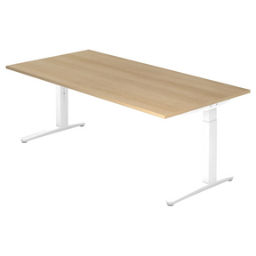 Höhenverstellbarer Schreibtisch XTRA XB 2E WW mit Tischplatte in Asteiche und weißem Gestell von hjh OFFICE PRO