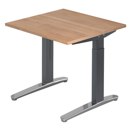 Höhenverstellbarer Schreibtisch XTRA XB 8 GC in Nussbaumoptik mit grauen Beinen von hjh OFFICE PRO