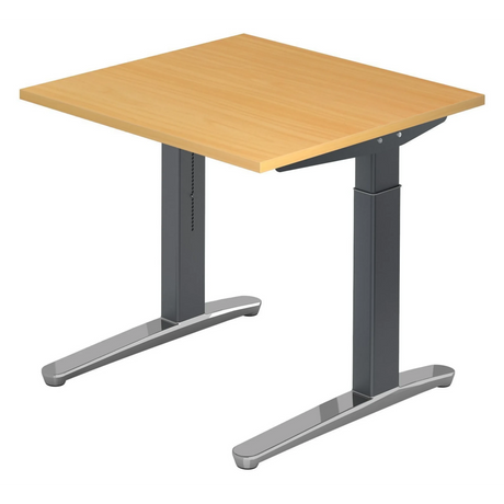 Höhenverstellbarer Schreibtisch XTRA XB 8 GC in Buche mit dunkelgrauem Gestell von hjh OFFICE PRO