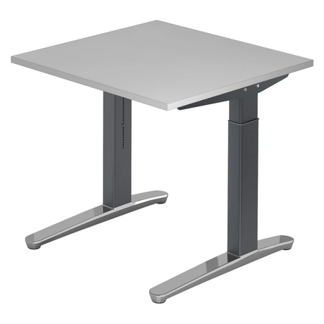 Höhenverstellbarer Schreibtisch XTRA XB 8 GC in Grau mit quadratischer Platte von hjh OFFICE PRO