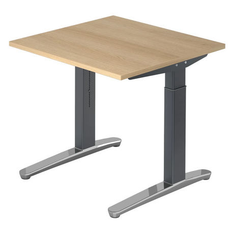 Höhenverstellbarer Schreibtisch XTRA XB 8 GC in Eiche-Optik mit dunklen Beinen von hjh OFFICE PRO