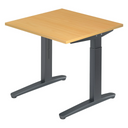 Höhenverstellbarer Schreibtisch XTRA XB 8 GG mit buchenfarbener Platte und dunkelgrauem Gestell von hjh OFFICE PRO