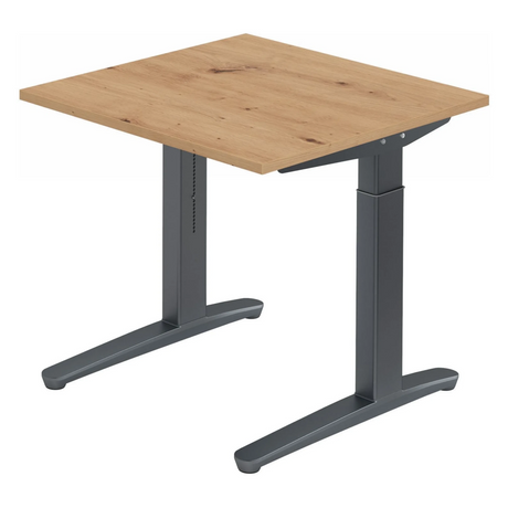 Höhenverstellbarer Schreibtisch XTRA XB 8 GG mit Tischplatte in Asteiche und grauen Beinen von hjh OFFICE PRO