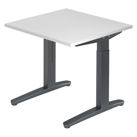Höhenverstellbarer Schreibtisch XTRA XB 8 GG mit weißer Tischplatte und dunkelgrauem Gestell von hjh OFFICE PRO