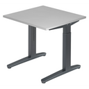 Höhenverstellbarer Schreibtisch XTRA XB 8 GG in Grau mit quadratischer Tischplatte von hjh OFFICE PRO