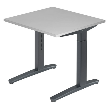 Höhenverstellbarer Schreibtisch XTRA XB 8 GG in Grau mit quadratischer Tischplatte von hjh OFFICE PRO