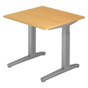 Höhenverstellbarer Schreibtisch XTRA XB 8 SS mit buchenfarbener Platte und grauem Gestell von hjh OFFICE PRO