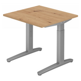 Höhenverstellbarer Schreibtisch XTRA XB 8 SS mit Tischplatte in Asteiche und grauem Gestell von hjh OFFICE PRO