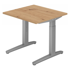 Höhenverstellbarer Schreibtisch XTRA XB 8 SS mit Tischplatte in Asteiche und grauem Gestell von hjh OFFICE PRO