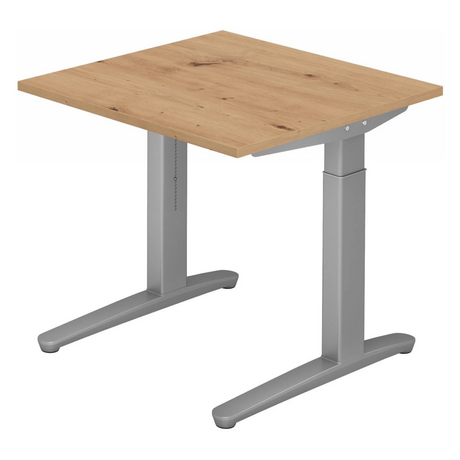 Höhenverstellbarer Schreibtisch XTRA XB 8 SS mit Tischplatte in Asteiche und grauem Gestell von hjh OFFICE PRO