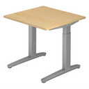 Höhenverstellbarer Schreibtisch XTRA XB 8 SS mit Ahornholz-Platte und grauem Untergestell von hjh OFFICE PRO