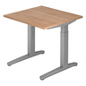 Höhenverstellbarer Schreibtisch XTRA XB 8 SS in Nussbaum-Optik mit grauen Beinen von hjh OFFICE PRO