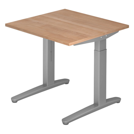 Höhenverstellbarer Schreibtisch XTRA XB 8 SS in Nussbaum-Optik mit grauen Beinen von hjh OFFICE PRO