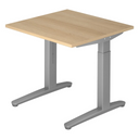 Höhenverstellbarer Schreibtisch XTRA XB 8 SS mit heller Eichenholzplatte und grauen Beinen von hjh OFFICE PRO