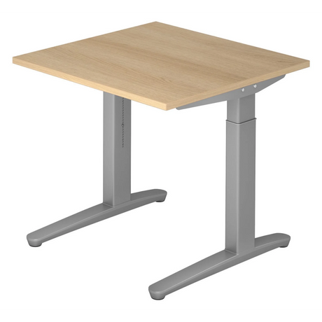 Höhenverstellbarer Schreibtisch XTRA XB 8 SS mit heller Eichenholzplatte und grauen Beinen von hjh OFFICE PRO