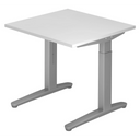 Höhenverstellbarer Schreibtisch XTRA XB 8 SS in Weiß mit quadratischer Tischplatte von hjh OFFICE PRO