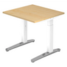 Höhenverstellbarer Schreibtisch XTRA XB 8 WC mit Ahornholzplatte und weißen Beinen von hjh OFFICE PRO