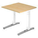 Höhenverstellbarer Schreibtisch XTRA XB 8 WC mit Ahornholzplatte und weißen Beinen von hjh OFFICE PRO