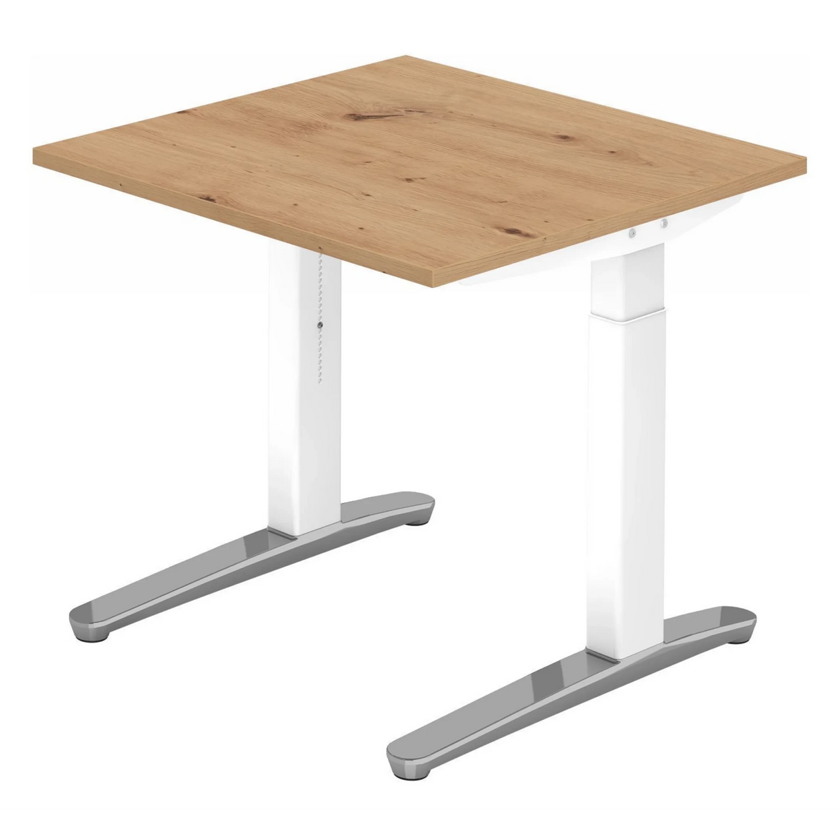 Höhenverstellbarer Schreibtisch XTRA XB 8 WC in Asteiche mit weißen Beinen von hjh OFFICE PRO
