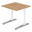 Höhenverstellbarer Schreibtisch XTRA XB 8 WC in Asteiche mit weißen Beinen von hjh OFFICE PRO