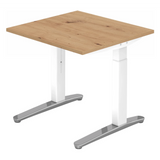 Höhenverstellbarer Schreibtisch XTRA XB 8 WC in Asteiche mit weißen Beinen von hjh OFFICE PRO