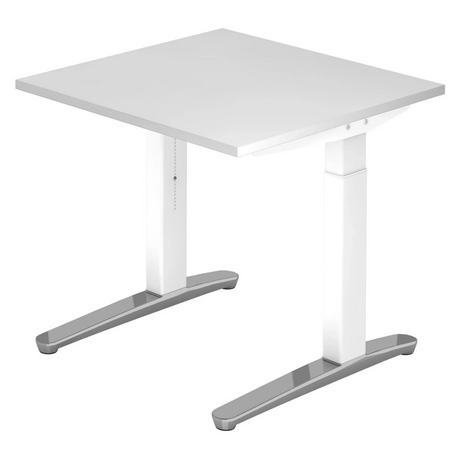 Höhenverstellbarer Schreibtisch XTRA XB 8 WC in Weiß mit quadratischer Tischplatte von hjh OFFICE PRO