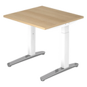 Höhenverstellbarer Schreibtisch XTRA XB 8 WC in Eiche-Optik mit weißem Gestell von hjh OFFICE PRO