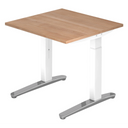 Höhenverstellbarer Schreibtisch XTRA XB 8 WC in Nussbaumoptik mit weißem Gestell von hjh OFFICE PRO
