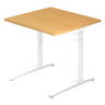 Höhenverstellbarer Schreibtisch XTRA XB 8 WW mit buchenfarbener Platte und weißem Gestell von hjh OFFICE PRO