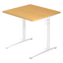 Höhenverstellbarer Schreibtisch XTRA XB 8 WW mit buchenfarbener Platte und weißem Gestell von hjh OFFICE PRO
