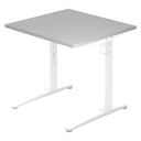 Höhenverstellbarer Schreibtisch XTRA XB 8 WW mit grauer Tischplatte und weißem Gestell von hjh OFFICE PRO