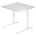 Höhenverstellbarer Schreibtisch XTRA XB 8 WW in Weiß mit quadratischer Tischplatte von hjh OFFICE PRO