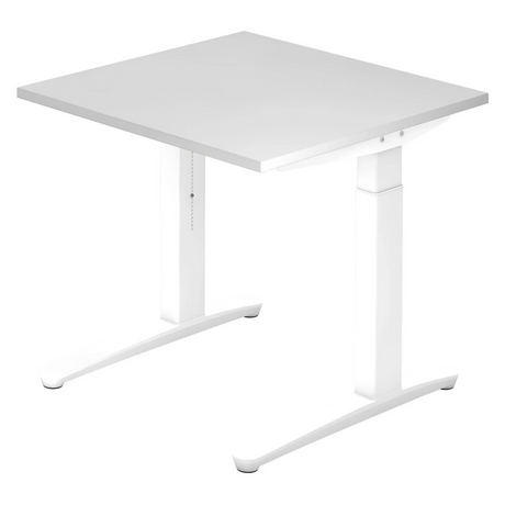 Höhenverstellbarer Schreibtisch XTRA XB 8 WW in Weiß mit quadratischer Tischplatte von hjh OFFICE PRO
