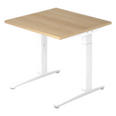 Höhenverstellbarer Schreibtisch XTRA XB 8 WW mit Eichenholzplatte und weißem Gestell von hjh OFFICE PRO