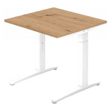 Höhenverstellbarer Schreibtisch XTRA XB 8 WW in Asteiche mit weißem Gestell von hjh OFFICE PRO