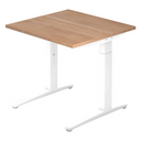 Höhenverstellbarer Schreibtisch XTRA XB 8 WW mit Nussbaum-Platte und weißem Untergestell von hjh OFFICE PRO
