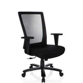 Schwarzer Drehstuhl XXL EXTENDER mit Netzrückenlehne und Armlehnen von hjh OFFICE