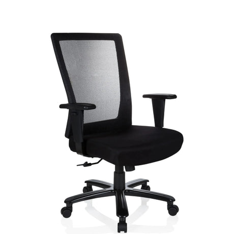 Schwarzer Drehstuhl XXL EXTENDER mit Netzrückenlehne und Armlehnen von hjh OFFICE
