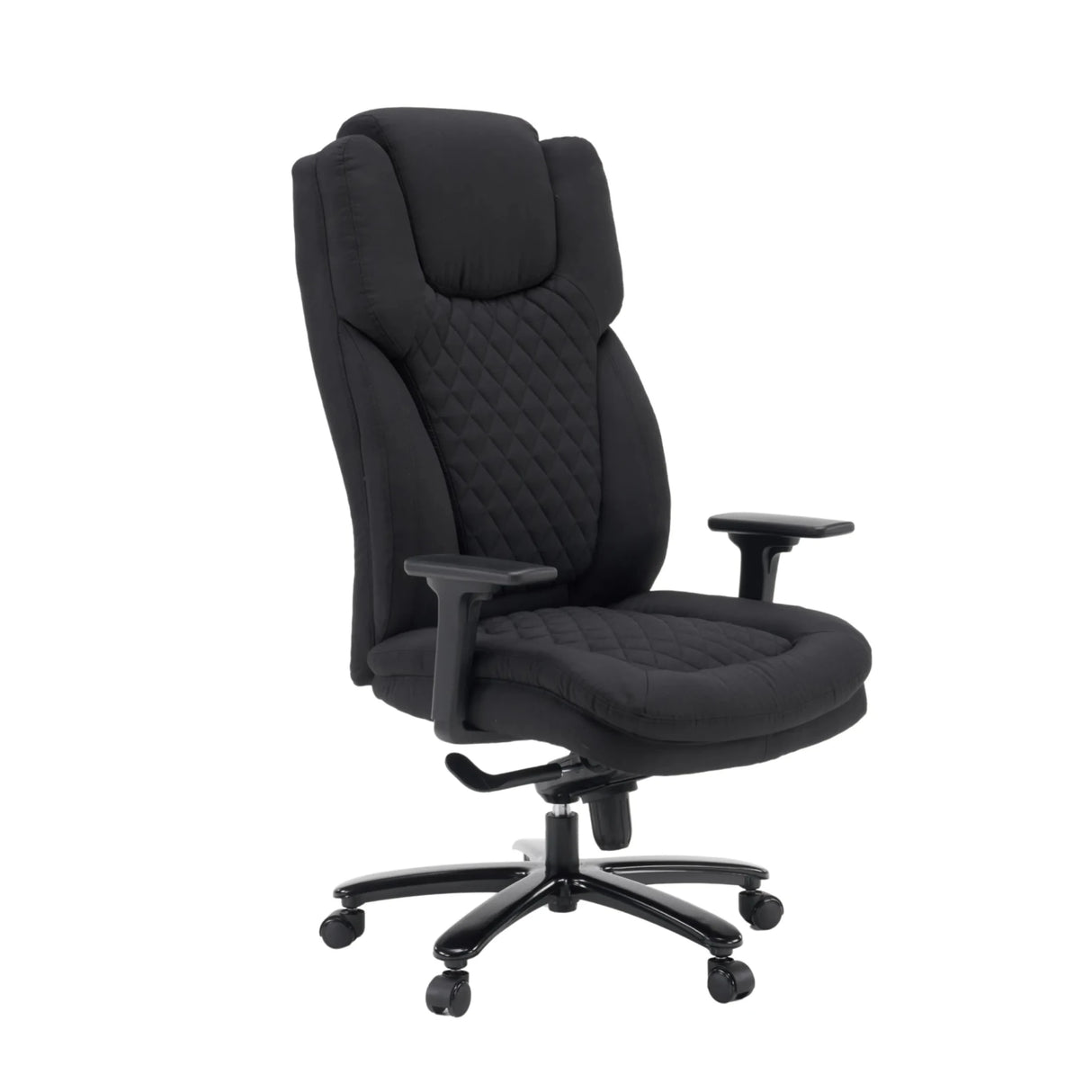Drehstuhl XXL Pullmann Gen2 mit schwarzem Stoffbezug, Steppmuster und verstellbaren Armlehnen von hjh OFFICE